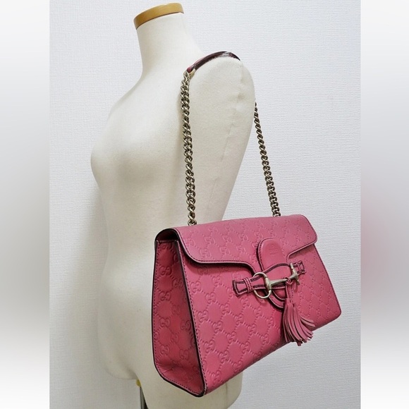 Gucci Pink Leather Shoulder Bag - Picture 1 of 13